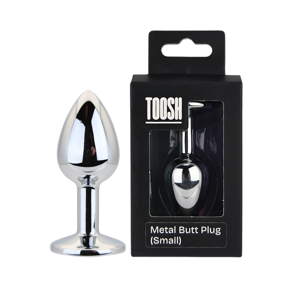 n12814 toosh silver metal butt plug small clear stone duo n12814 toosh silver metal butt plug small clear stone duo