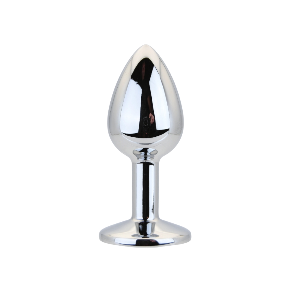 n12814 toosh silver metal butt plug small clear stone n12814 toosh silver metal butt plug small clear stone
