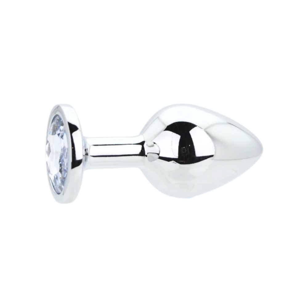 n12815 toosh silver metal butt plug medium clear stone 1 n12815 toosh silver metal butt plug medium clear stone 1