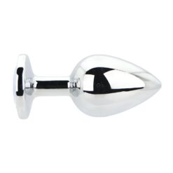 n12816 toosh silver metal butt plug large clear stone 1
