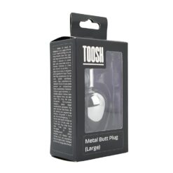 n12816 toosh silver metal butt plug large clear stone pkg 1