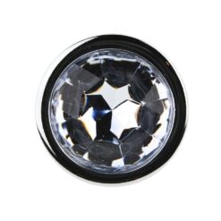 n12816 toosh silver metal butt plug large clear stone stone