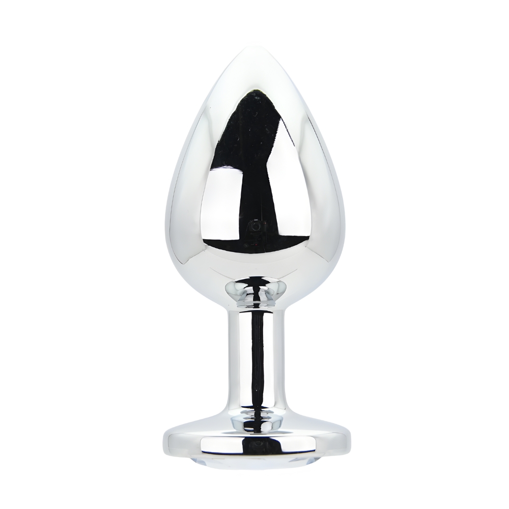 n12816 toosh silver metal butt plug large clear stone n12816 toosh silver metal butt plug large clear stone