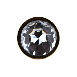 n12817 toosh gold metal butt plug small clear stone jewel