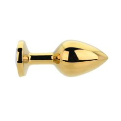 n12818 toosh gold metal butt plug medium clear stone 1