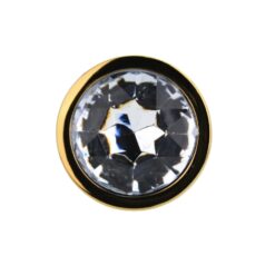 n12818 toosh gold metal butt plug medium clear stone jewel