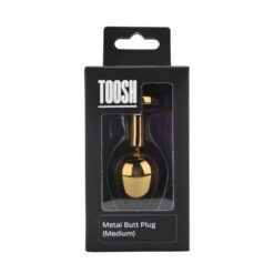 n12818 toosh gold metal butt plug medium clear stone pkg
