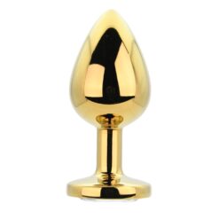 n12819 toosh gold metal butt plug large clear stone