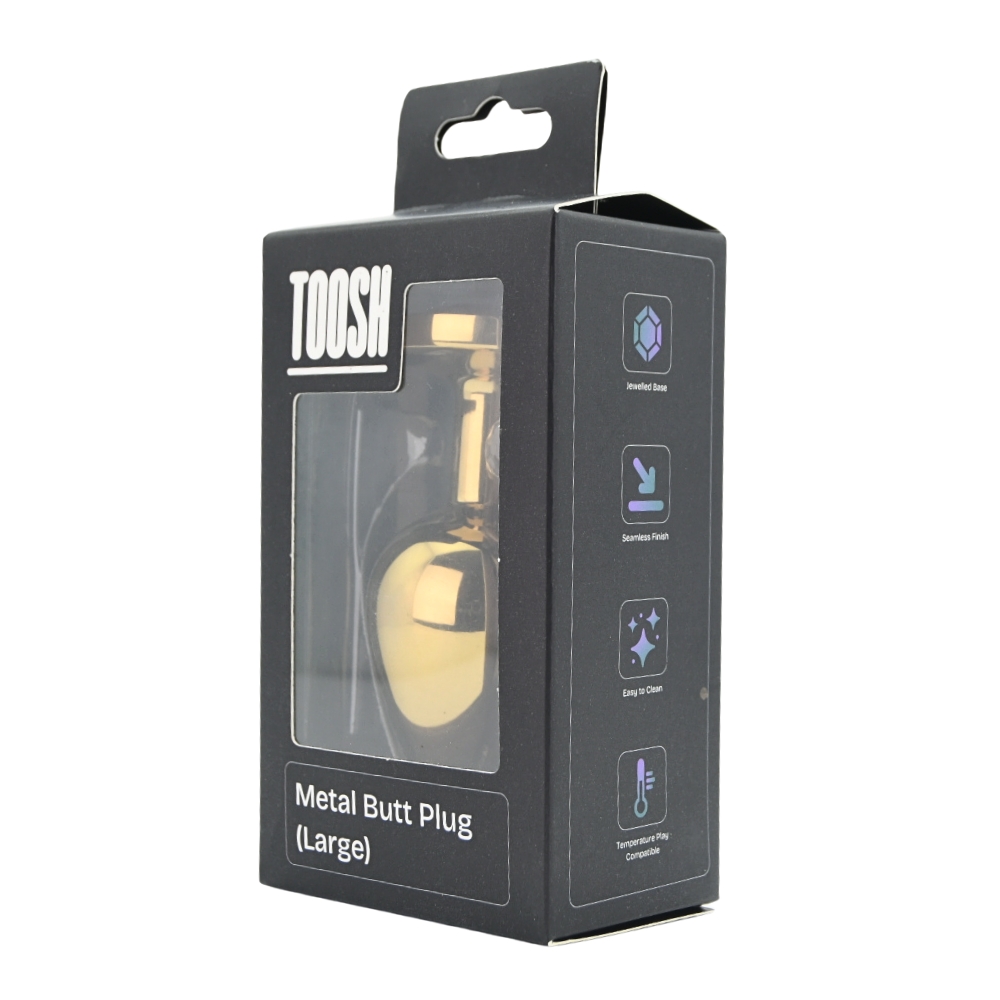 n12819 toosh gold metal butt plug large clear stone pkg 2 n12819 toosh gold metal butt plug large clear stone pkg 2
