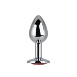 n12820 toosh silver metal butt plug small red stone 1