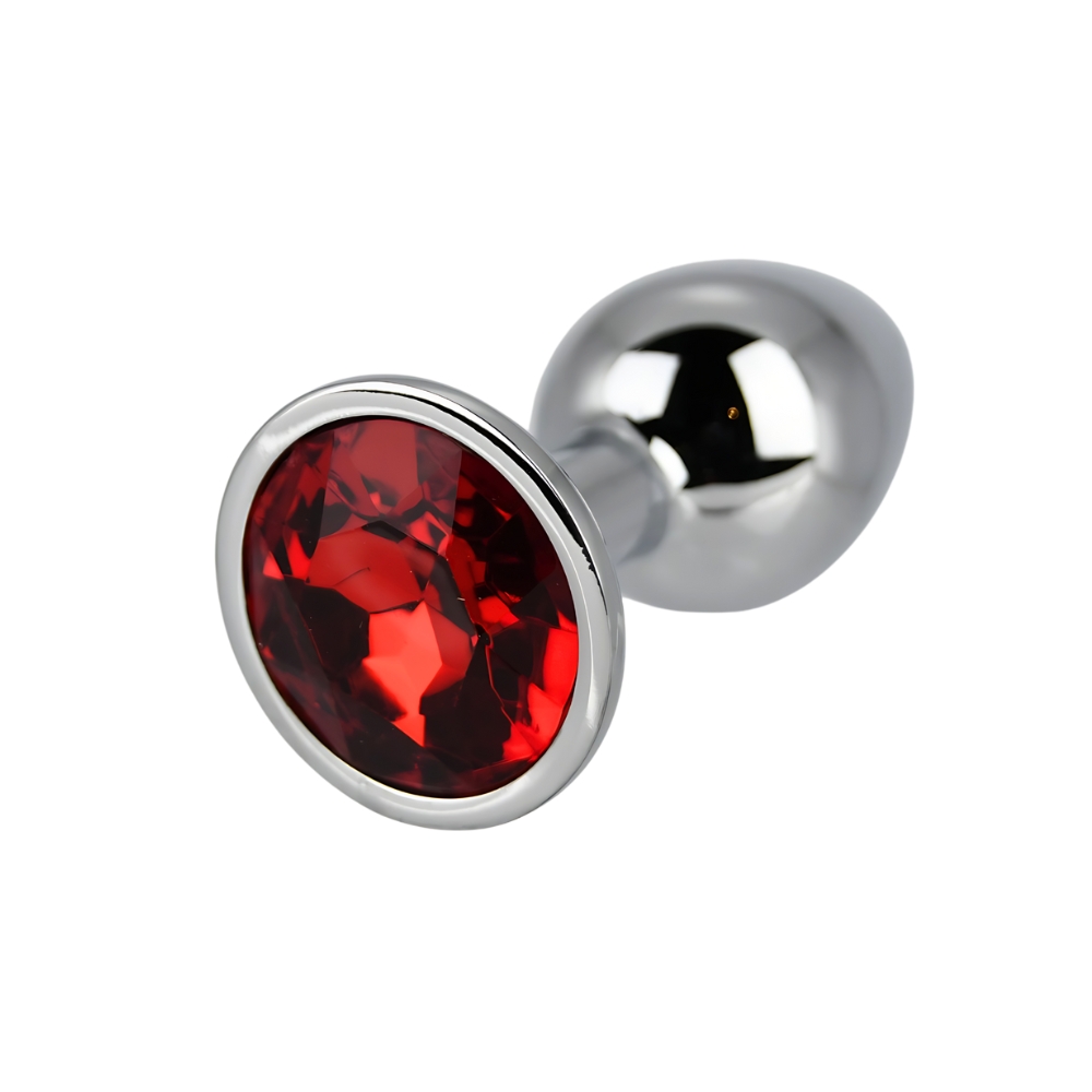 n12820 toosh silver metal butt plug small red stone 2 n12820 toosh silver metal butt plug small red stone 2