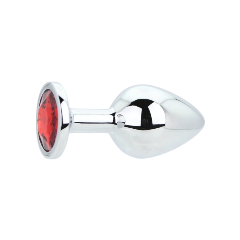 n12821 toosh silver metal butt plug medium red stone 2 n12821 toosh silver metal butt plug medium red stone 2