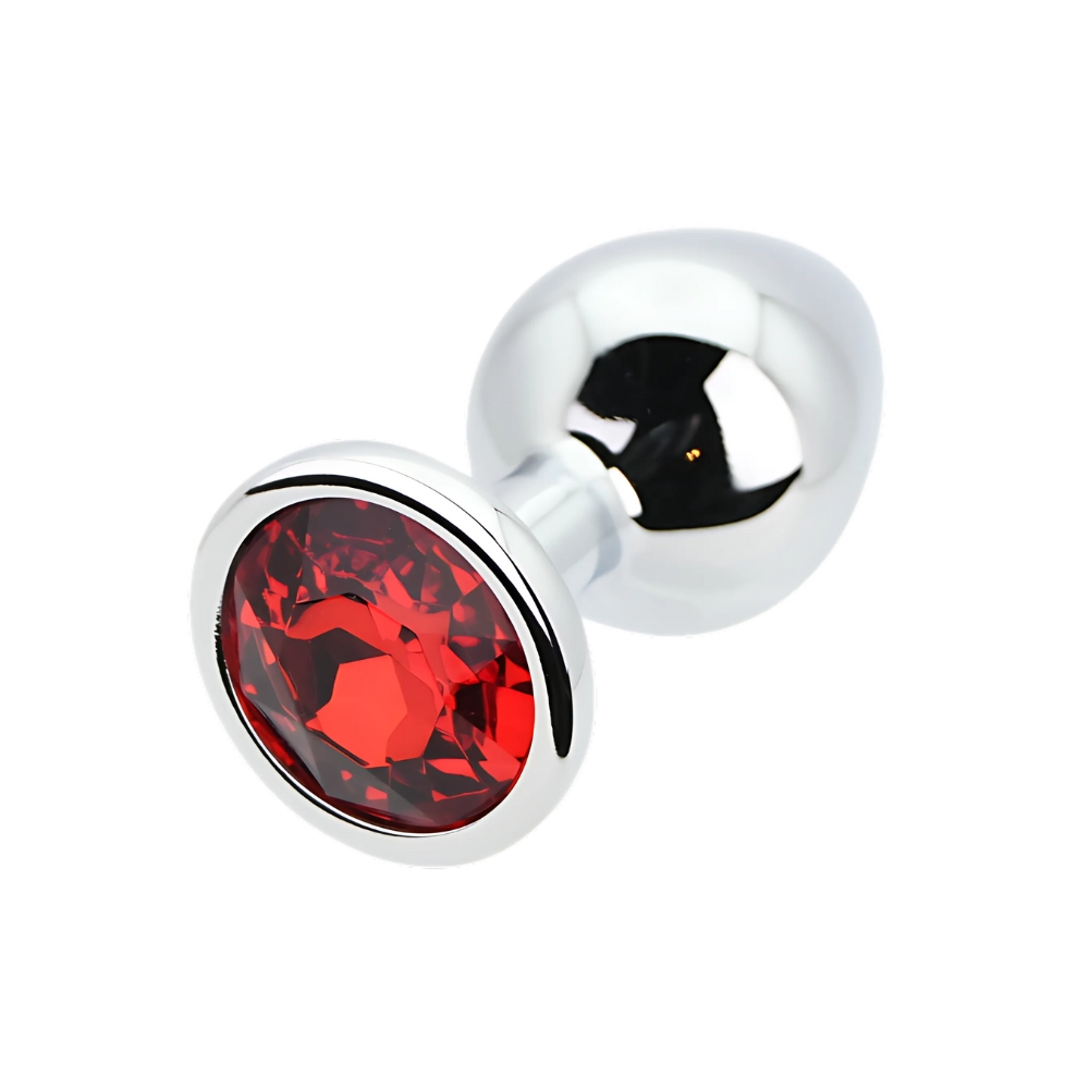 n12821 toosh silver metal butt plug medium red stone 4 n12821 toosh silver metal butt plug medium red stone 4
