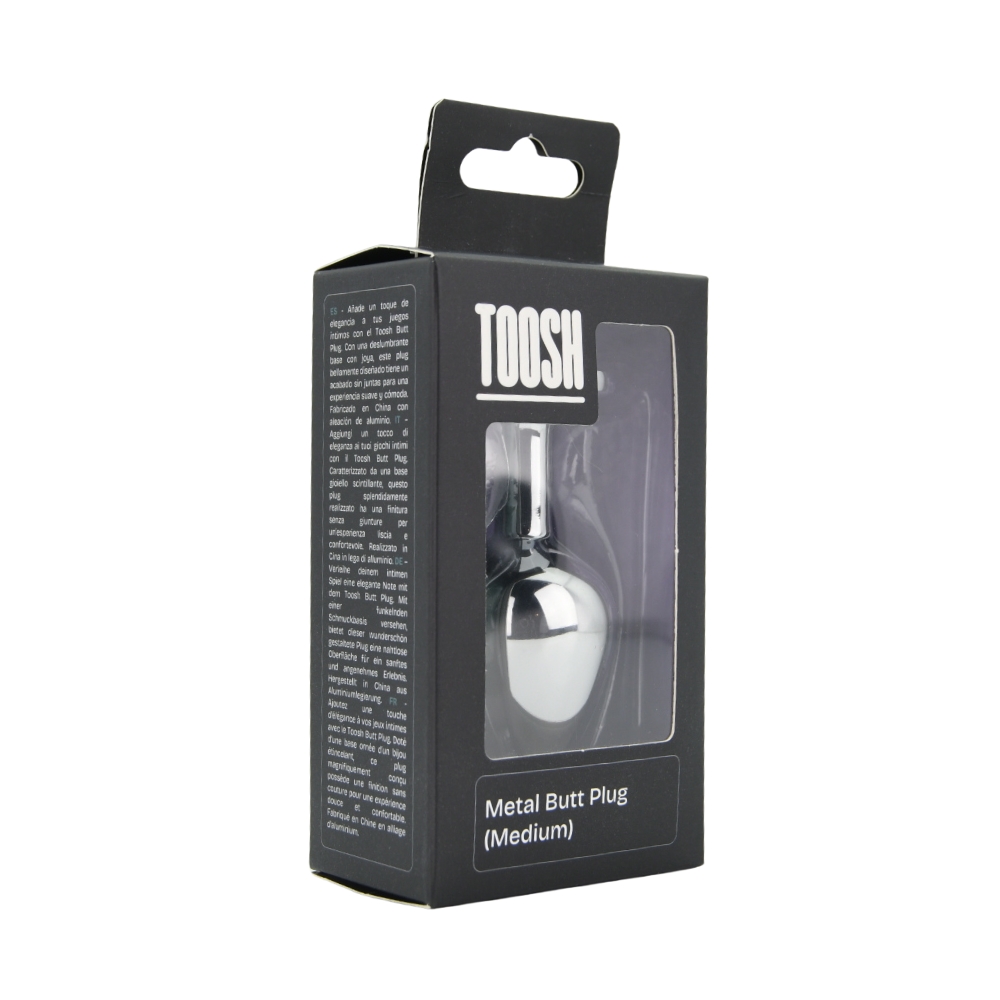 n12821 toosh silver metal butt plug medium red stone pkg 1 n12821 toosh silver metal butt plug medium red stone pkg 1