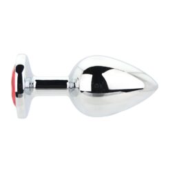 n12822 toosh silver metal butt plug large red stone 1