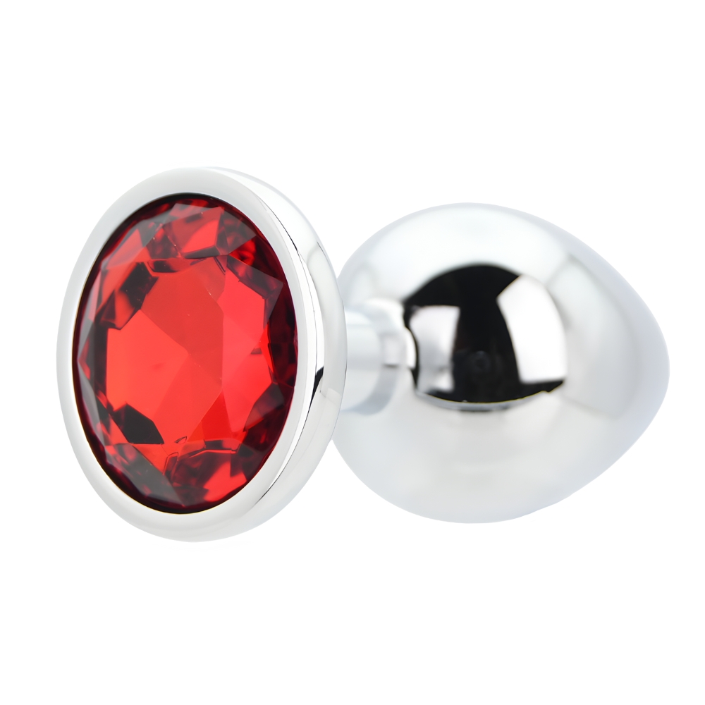 n12822 toosh silver metal butt plug large red stone 2 n12822 toosh silver metal butt plug large red stone 2