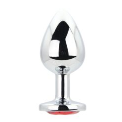 n12822 toosh silver metal butt plug large red stone