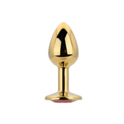 n12823 toosh gold metal butt plug small red stone