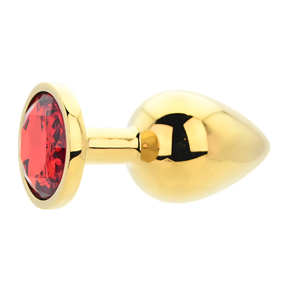 n12825 toosh gold metal butt plug large red stone 2 n12825 toosh gold metal butt plug large red stone 2