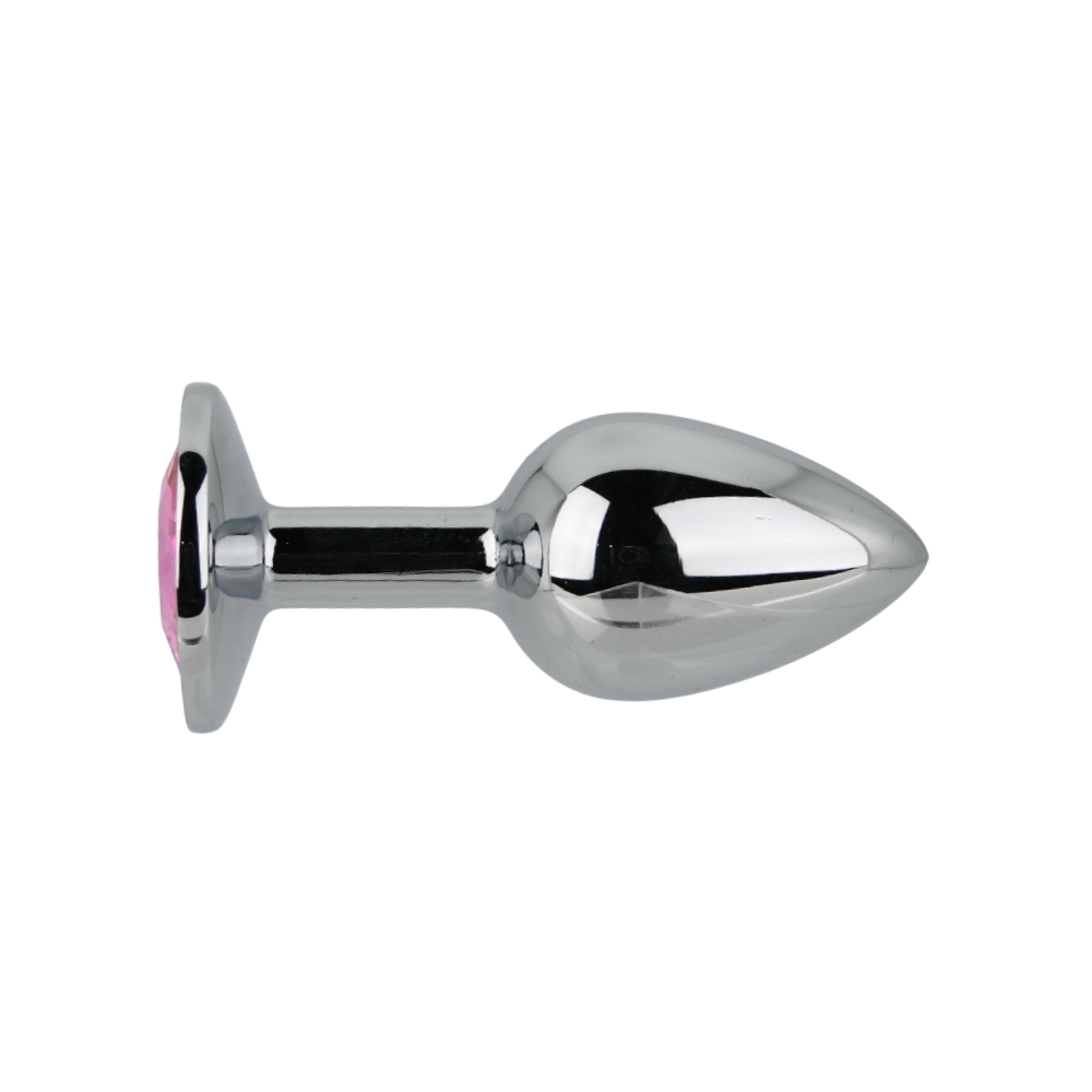 n12826 toosh silver metal butt plug small pink stone 1 n12826 toosh silver metal butt plug small pink stone 1