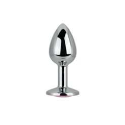 n12826 toosh silver metal butt plug small pink stone