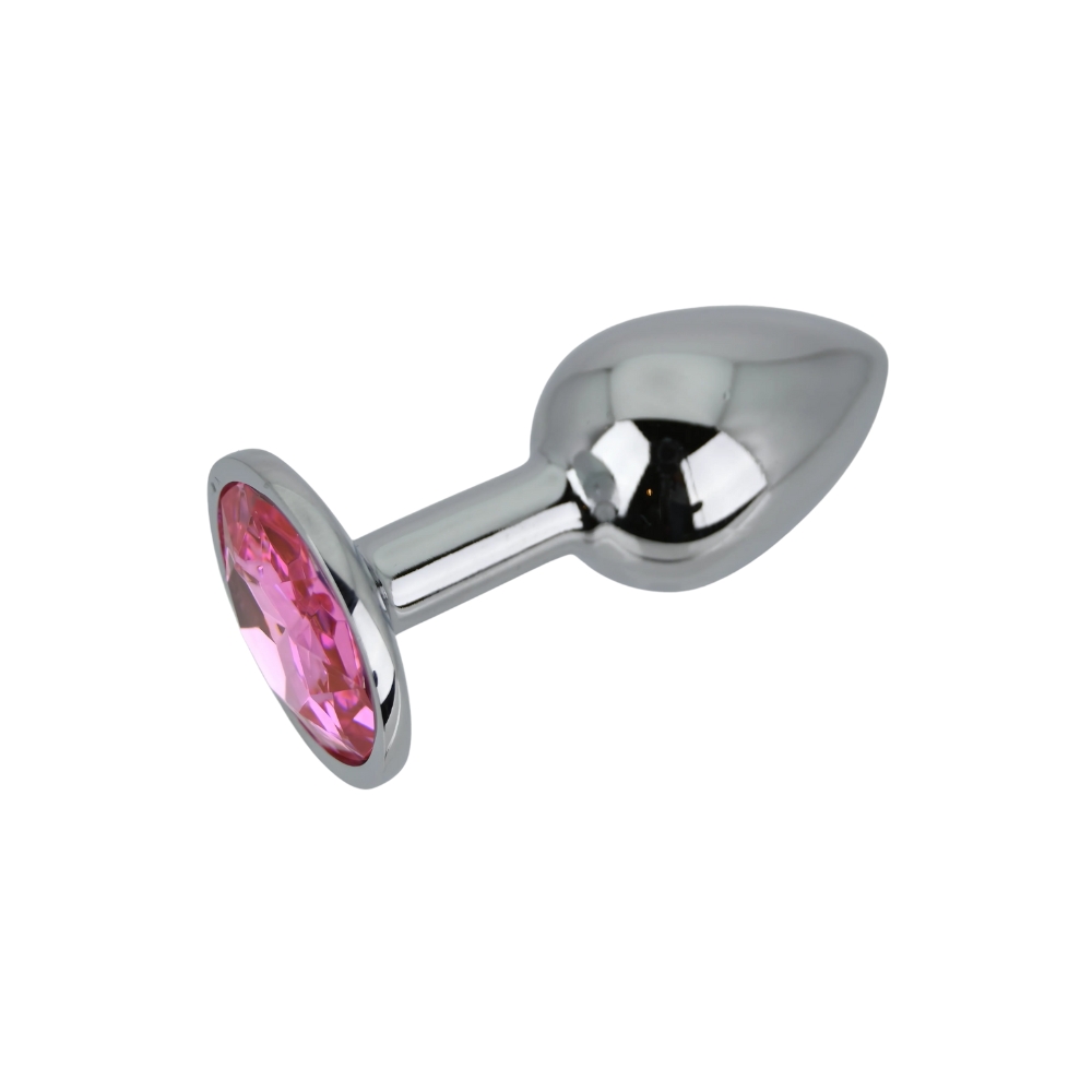 n12826 toosh silver metal butt plug small pink stone 3 n12826 toosh silver metal butt plug small pink stone 3