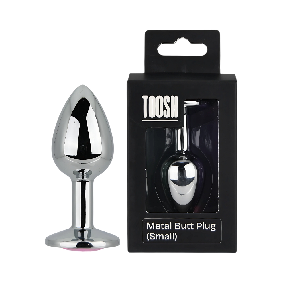 n12826 toosh silver metal butt plug small pink stone pkg duo n12826 toosh silver metal butt plug small pink stone pkg duo