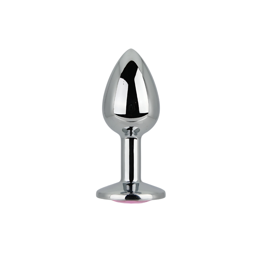 n12826 toosh silver metal butt plug small pink stone n12826 toosh silver metal butt plug small pink stone