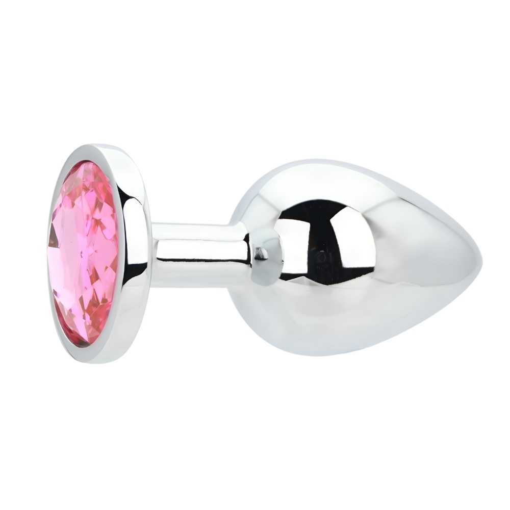 n12828 toosh silver metal butt plug large pink stone 2 n12828 toosh silver metal butt plug large pink stone 2