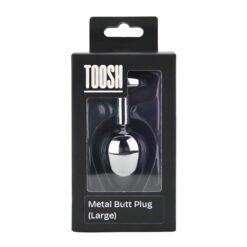 n12828 toosh silver metal butt plug large pink stone pkg