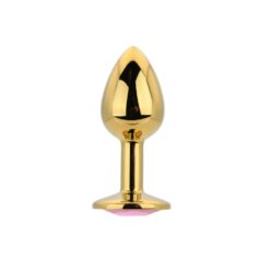 n12829 toosh gold metal butt plug small pink stone