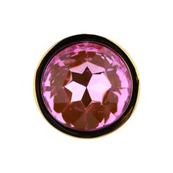 n12829 toosh gold metal butt plug small pink stone jewel