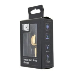 n12829 toosh gold metal butt plug small pink stone pkg 1