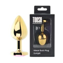 n12831 toosh gold metal butt plug large pink pkg duo