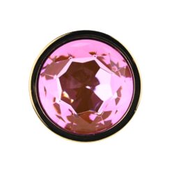 n12831 toosh gold metal butt plug large pink stone stone