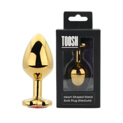 n12836 toosh heart shaped gold with red stone medium pkg duo