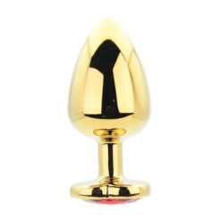 n12837 toosh heart shaped gold butt plug with red stone large