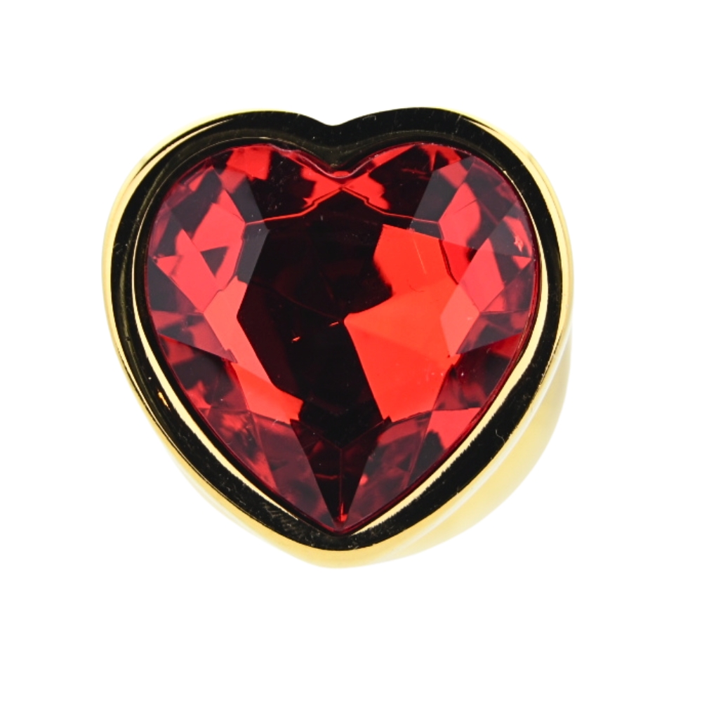 n12837 toosh heart shaped gold butt plug with red stone large stone n12837 toosh heart shaped gold butt plug with red stone large stone