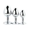 n12838 toosh metal butt plug silver set of 3 clear stone