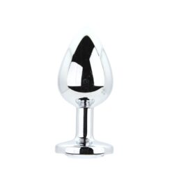 n12838 toosh metal butt plug silver set of 3 clear stone lrg