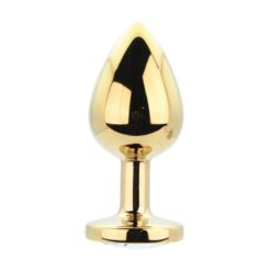 n12839 toosh metal butt plug gold set of 3 clear stone lrg