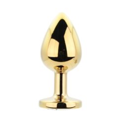 n12839 toosh metal butt plug gold set of 3 clear stone med