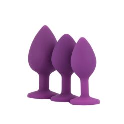 n12841 toosh silicone butt plug purple set of 3 clear stone 1