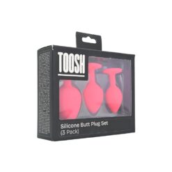 n12842 toosh silicone butt plug pink set of 3 clear stone pkg 1