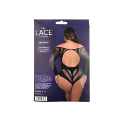 n12899 lace by lj plus size long sleeve bodysuit pkg bk