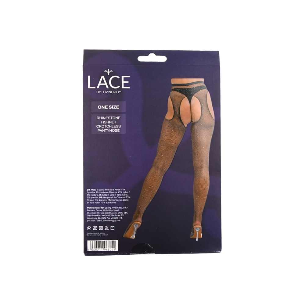 n12907 lace bylj rhine stone fishnet crothless pantyhose black pkg bk n12907 lace bylj rhine stone fishnet crothless pantyhose black pkg bk