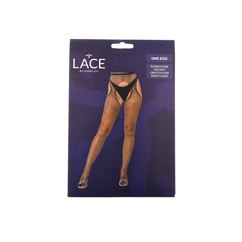 n12907 lace bylj rhine stone fishnet crothless pantyhose black pkg n12907 lace bylj rhine stone fishnet crothless pantyhose black pkg