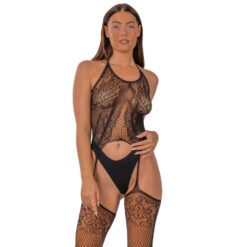 n12916 lace by lj lace suspender bodystocking black 1
