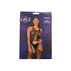 n12916 lace by lj lace suspender bodystocking black pkg