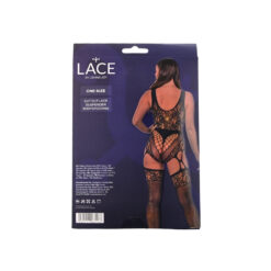 n12923 lace by lj cut out lace suspender bodystocking black pkg bk